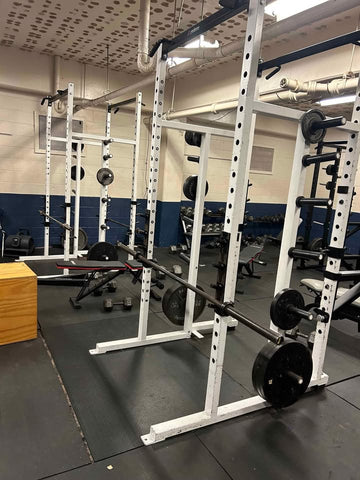 Promaxima Double Half Rack Squat Rack – White – Commercial Grade