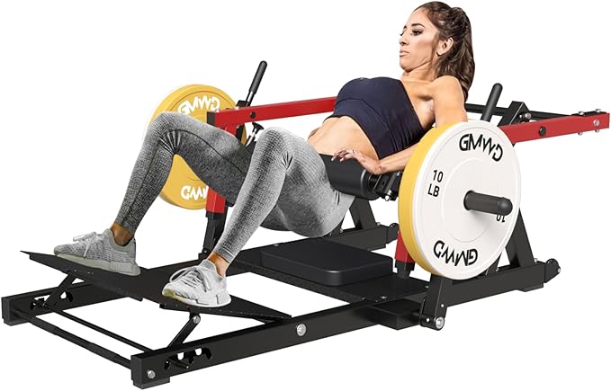 GMWD Hip Thrust Machine, 800LBS Plate-Loaded Glute Bridge Machine with Weight Holder, Heavy Duty Butt Exercise Equipment for Glute Muscles Building