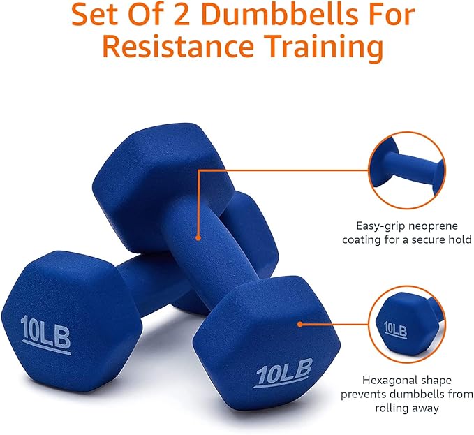 Amazon Basics 10 lb. Pair Neoprene Dumbbell Hand Weights | CFF