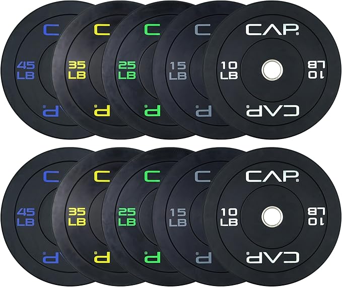 260 lb. Set CAP Barbell 2-Inch Olympic Bumper Plate Weight Set | 100-370 lbs | Multiple Options