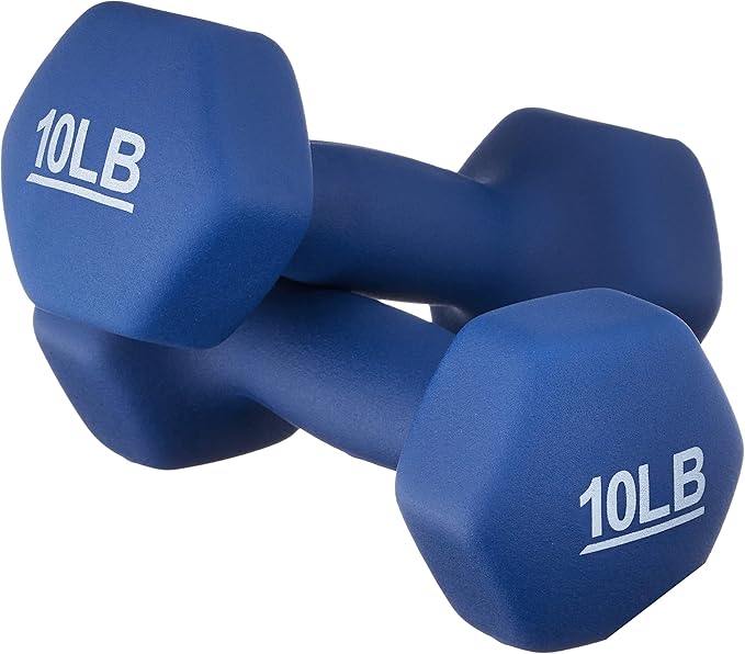 Manubri Esagonali Neoprene 10 Libbre (4,5kg) Coppia: Silenziosi, Comodi, Navy Blue