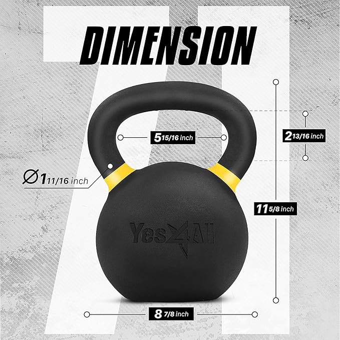 Yes4All Kettlebell Regolabile 5,4 Kg – Pesi Per Allenamento Forza Donna Con Manico Largo E Chiusure Antiruggine