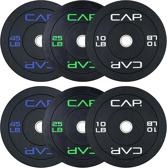 160 lb. Set CAP Barbell 2-Inch Olympic Bumper Plate Weight Set | 100-370 lbs | Multiple Options