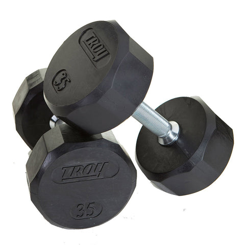 Troy TSD-R Pro Style Rubber Coated Dumbbells – 5-80 lbs Set