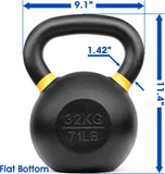 Yes4All Powder Coated Cast Iron Competition Kettlebell With Wide Handles & Flat Bottoms – 4, 6, 8, 10, 12, 14, 16, 20, 24, 32, 40kg