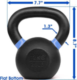 Yes4All Powder Coated Cast Iron Competition Kettlebell With Wide Handles & Flat Bottoms – 4, 6, 8, 10, 12, 14, 16, 20, 24, 32, 40kg