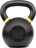 Yes4All Powder Coated Cast Iron Competition Kettlebell With Wide Handles & Flat Bottoms – 4, 6, 8, 10, 12, 14, 16, 20, 24, 32, 40kg