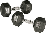 YORK RUBBER HEX DUMBBELL - 25 LBS