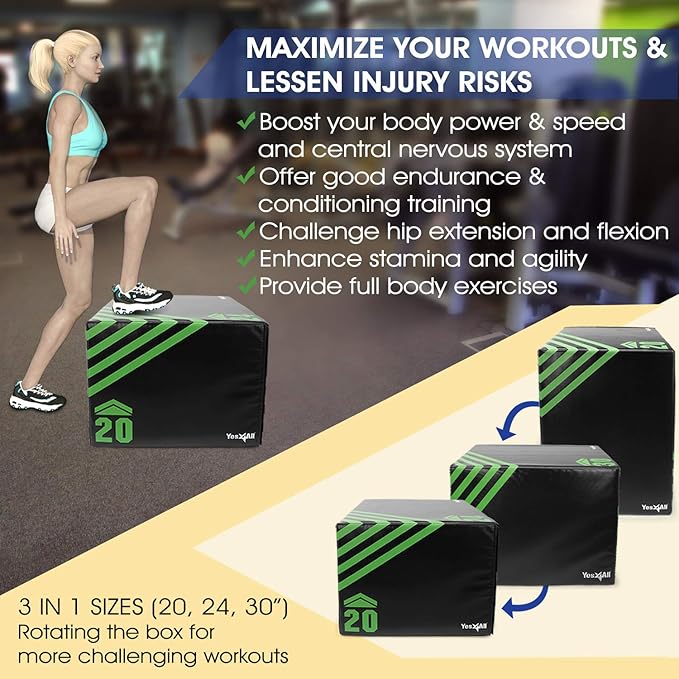 Yes4All 3 in 1 Foam Plyometric Jump Box for Training & Conditioning ...