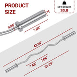 Olympic EZ Curl Barbell Bar 48", 2-Inch Curl Bar