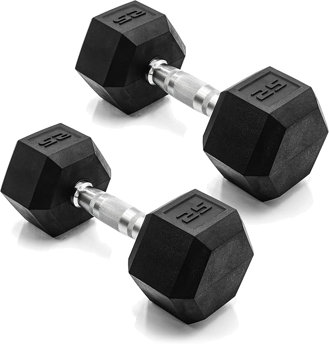 CAP Barbell 25 lb. Rubber Coated Dumbbell Weight | Pairs