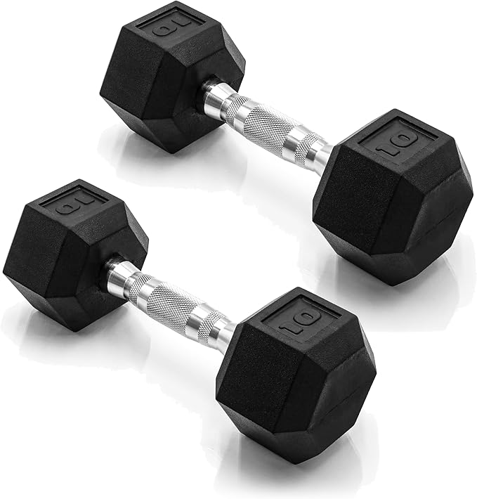 CAP Barbell 10 lb Rubber Coated Dumbbell Weight | Pairs