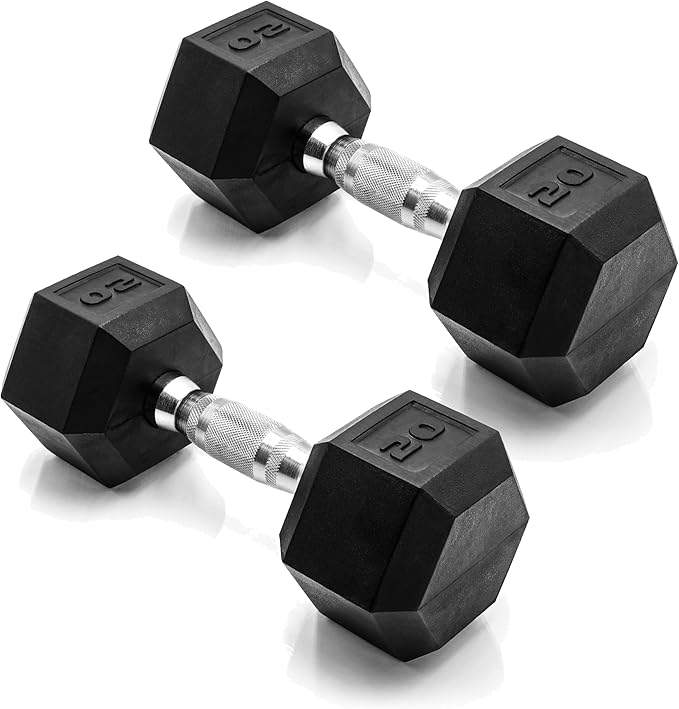 CAP Barbell 20 lb. Rubber Coated Dumbbell Weight | Pairs