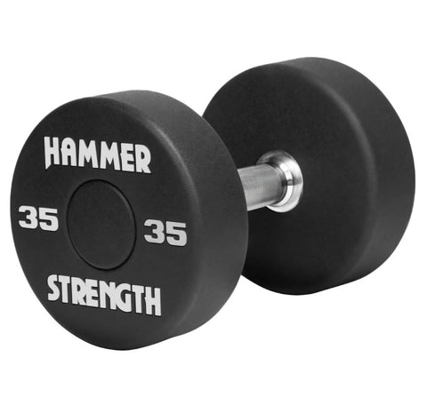 Hammer Strength Urethane 5-75 lb. Dumbbells w/3 Tier Rack