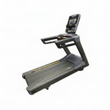 Matrix Endurance commercial treadmill featuring a Premium LED console with multi-window display showing workout metrics and track progress