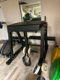  Rogue Z Hyper machine configured with resistance bands attached to the bottom crossmember pegs for dynamic effort training