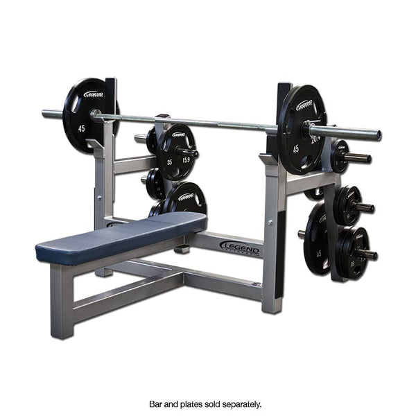 LEGEND FITNESS OLYMPIC FLAT BENCH W PLATE STORAGE 3150 CFF STRENGTH EQUIPMENT CFF FIT