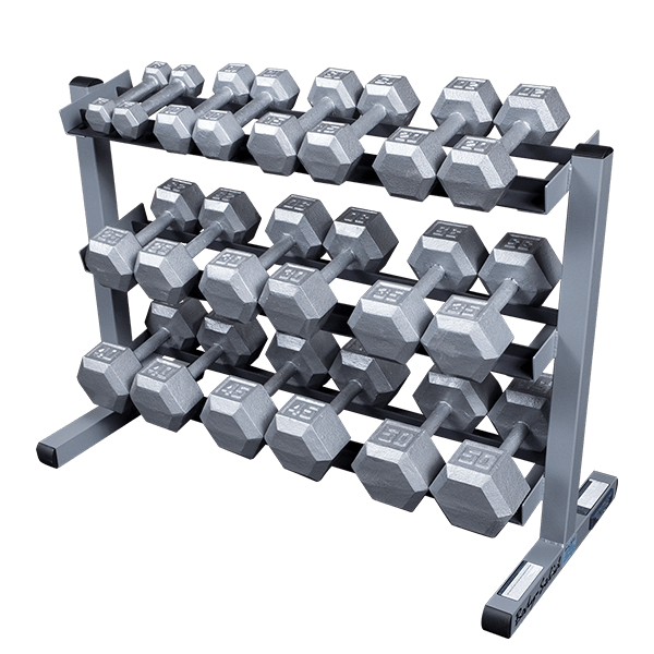 BODY SOLID STEEL HEX DUMBBELLS - 5-50 LB. SET