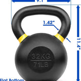 Yes4All Powder Coated Cast Iron Competition Kettlebell With Wide Handles & Flat Bottoms – 4, 6, 8, 10, 12, 14, 16, 20, 24, 32, 40kg