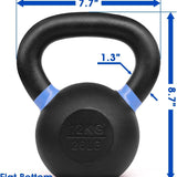 Yes4All Powder Coated Cast Iron Competition Kettlebell With Wide Handles & Flat Bottoms – 4, 6, 8, 10, 12, 14, 16, 20, 24, 32, 40kg