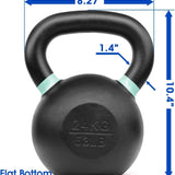 Yes4All Powder Coated Cast Iron Competition Kettlebell With Wide Handles & Flat Bottoms – 4, 6, 8, 10, 12, 14, 16, 20, 24, 32, 40kg