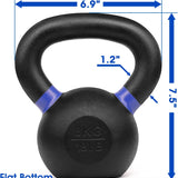 Yes4All Powder Coated Cast Iron Competition Kettlebell With Wide Handles & Flat Bottoms – 4, 6, 8, 10, 12, 14, 16, 20, 24, 32, 40kg