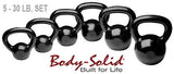 5 - 75 lb. Set Body Solid Kettlebells - Black Iron - CFF FIT