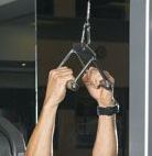 close grip back pull down triangle cable attachment